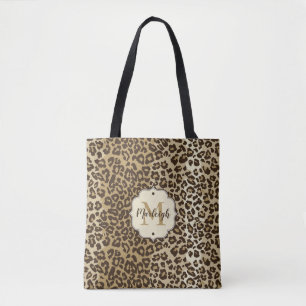 Klassischer Leopard Print Custom Monogram Name Tasche