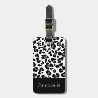 Klassischer Leopard Schwarz-Weiß Personalisieren Gepäckanhänger