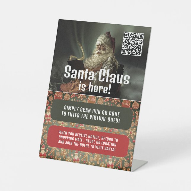 Klassischer Lesestender Santa, besuchen Sie Santa, Sockelschild (Vorderseite)
