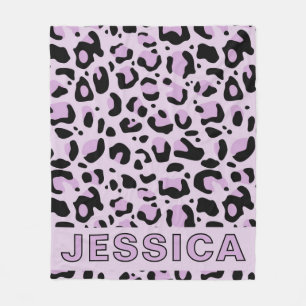 Klassischer lila-rosa Leopardenprint Fleecedecke