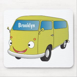 Klassischer limegrüner Van-Cartoon Mousepad