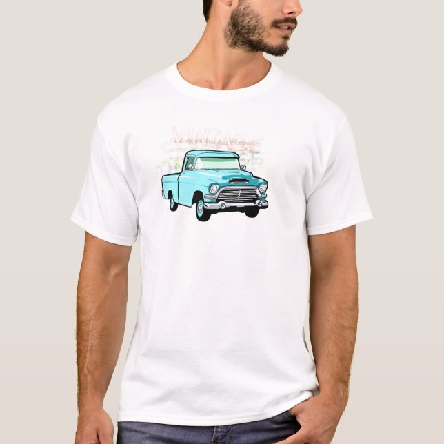 Klassischer LKW im Blau, sehr alter halb T-Shirt (Vorderseite)