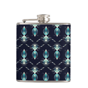 Klassischer Look von blauen Edelsteinen mit glühen Flachmann