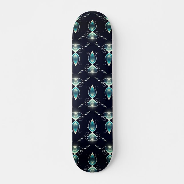 Klassischer Look von blauen Edelsteinen mit glühen Skateboard (Vorne)