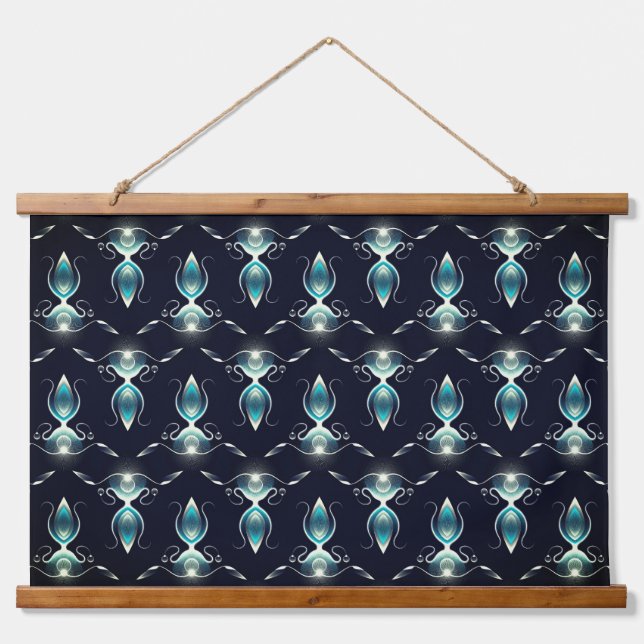 Klassischer Look von blauen Edelsteinen mit glühen Wandteppich Mit Holzrahmen (Vorne)