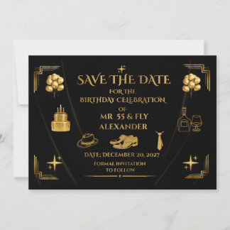 KLASSISCHER MANN Onyx Gold 5" x 7" Männer 55. Save The Date