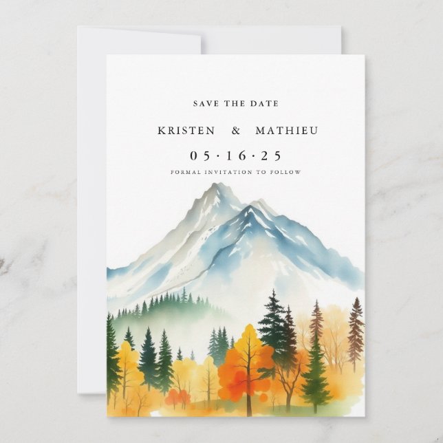 Klassischer, maßgeschneiderter Berg Save The Date (Vorderseite)