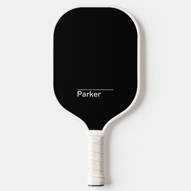 Klassischer Minimal Schwarz und Weiß Pickleball Schläger (Vorderseite)