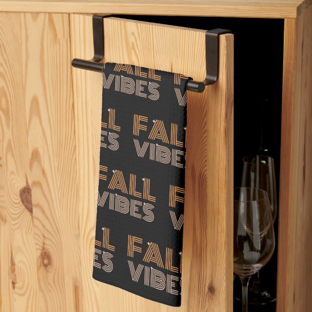 Klassischer Minimalfall | Fall Vibes Black Geschirrtuch (Drittel gefaltet)