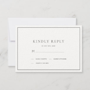 Klassischer Minimalistischer Black & White Wedding RSVP Karte