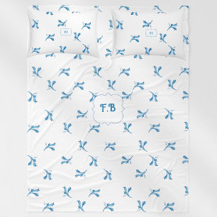 Klassischer minimalistischer blauer Fliesen-Blatt- Fleecedecke