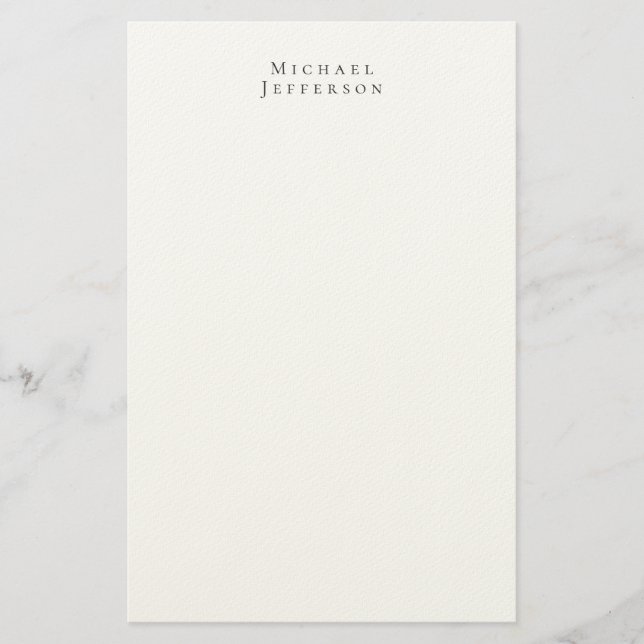 Klassischer Minimalistischer Elegantenname Schwarz Briefpapier (Vorderseite)