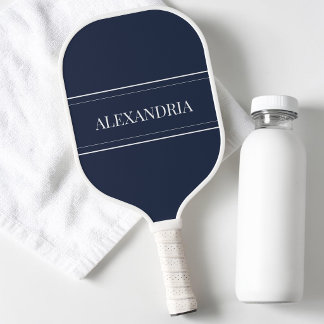 Klassischer minimalistischer marineblauer weißer e pickleball schläger