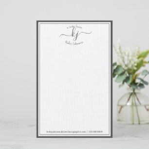 Klassischer Minimalistischer Monogramm-Script-Grau Briefpapier