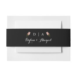 Klassischer Mit Monogramm Blk mit Rose Hochzeitsba Einladungsbanderole