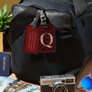 Klassischer Mit Monogramm Buchstabe Q dunkelrot Gepäckanhänger