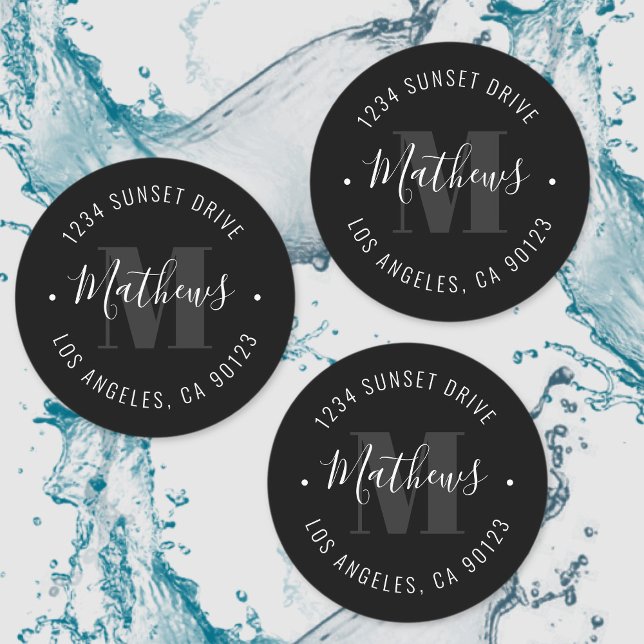 Klassischer Mit Monogramm Name und Circular Text | Etiketten (Von Creator hochgeladen)