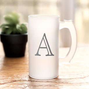Klassischer Monogramm-Frostglas-Bierkrug Mattglas Bierglas
