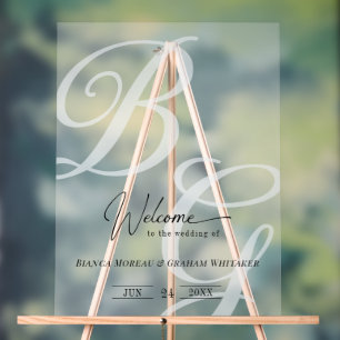 Klassischer Monogramm-Hochzeitswappen Schwarz und Acrylschild