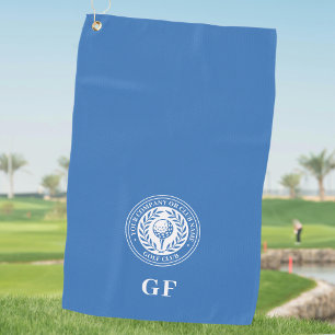 Klassischer Monogramm-Individuelle Name Blau Golfhandtuch