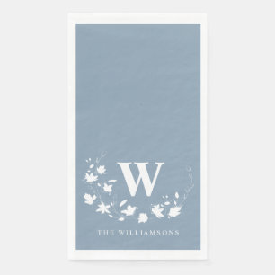 Klassischer Monogramm-Name Blumenkranz in Staubbla Serviette