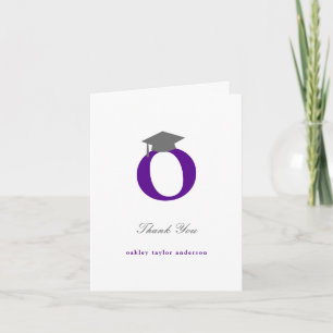 Klassischer Monogramm O-Abschlussmützen-Foto Moder Dankeskarte