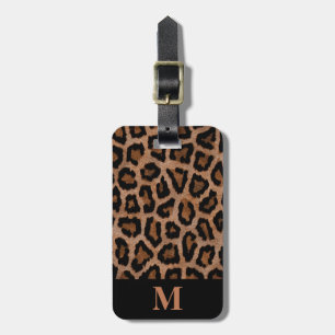 Klassischer Monogramm Schwarz / Braun Leopard Flec Gepäckanhänger