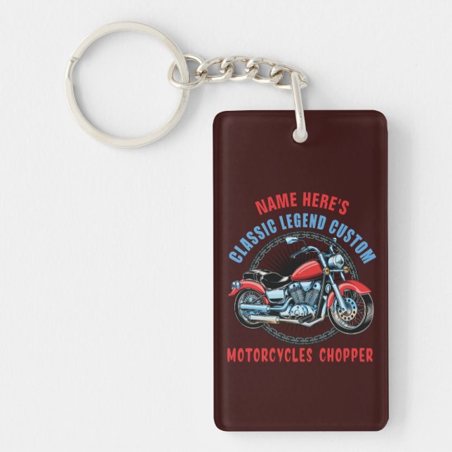 Klassischer Motorrad-Chopper hinzufügen Schlüsselanhänger (Vorderseite)