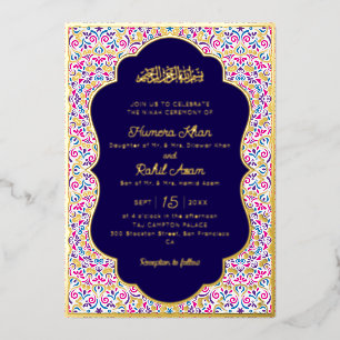 Klassischer Mughal-Bogen Mihrab Islamische Hochzei Folieneinladung