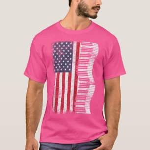 Klassischer Musikpianist Us Flag-Tastatur Klavier T-Shirt