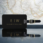 Klassischer Name der Minimalistischen Schwarz-Gold Gepäckanhänger<br><div class="desc">Erleben Sie Ihre Reise mit unserem Classic Elegant Modern Minimalistischen Monogram Gepäcktag. Dieses liebevoll gestaltete Accessoire verbindet zeitlose Eleganz mit zeitgemäßem Minimalismus und sorgt dafür, dass sich Ihr Gepäck durch Eleganz hervorhebt. Dieses Gepäckanhänger ist mit Präzision und Liebe zum Detail gestaltet und ist mehr als nur ein praktisches Objekt; es...</div>