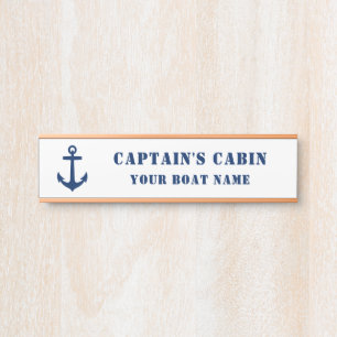 Klassischer Name des Anchor Kapitän und des Bootes Türschild