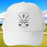 Klassischer Name des Golfclubs Truckerkappe<br><div class="desc">Erstellen Sie Ihren eigenen Golfhut! Personalisieren Sie dieses Design mit Ihrem eigenen Text. Sie können dieses Design weiter anpassen, indem Sie auf Wunsch die Schaltfläche "Design bearbeiten" auswählen.</div>