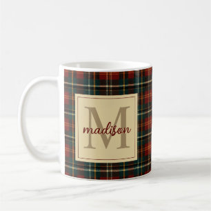 Klassischer Name des Karierten Tartan Monogrammes Kaffeetasse