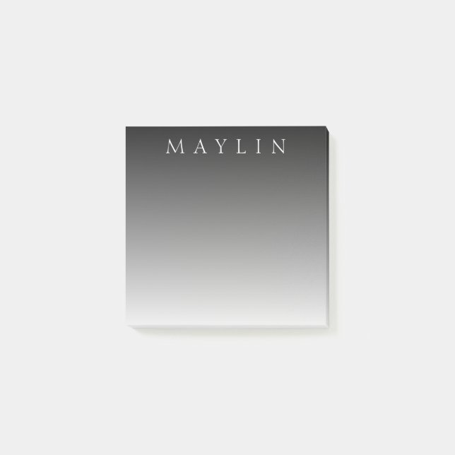 Klassischer Name oder Wort | Gradient Gray Post-it Klebezettel (Vorderseite)