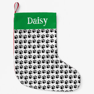Klassischer Name Pet Paw Print Black & White Kleiner Weihnachtsstrumpf