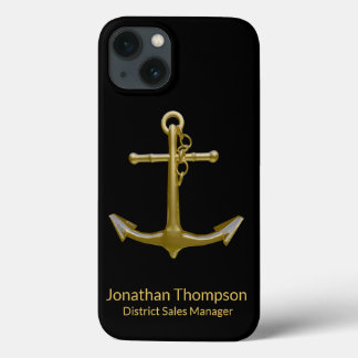 Klassischer, nautischer Goldanker auf schwarz Case-Mate iPhone Hülle