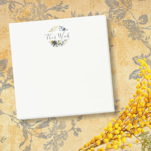 Klassischer Navy- und Gold-Blumenkranz anpassbar Post-it Klebezettel