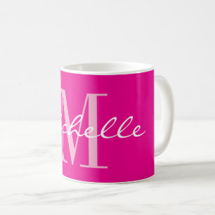 Klassischer neonpinker Namensmonogramm-Kaffeebeche Kaffeetasse