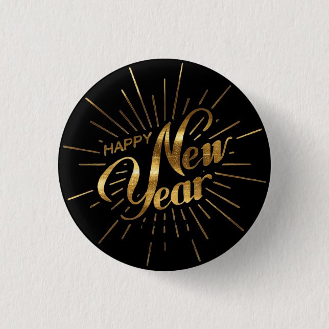 Klassischer Neujahr 2026 Pin Button (Vorderseite)
