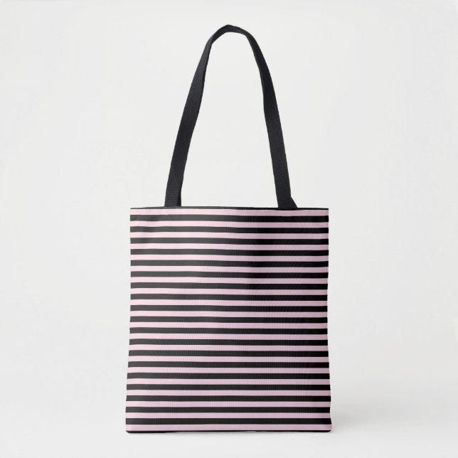 Klassischer Niedlicher Chic Streifen, hell rosa un Tasche (Vorderseite)