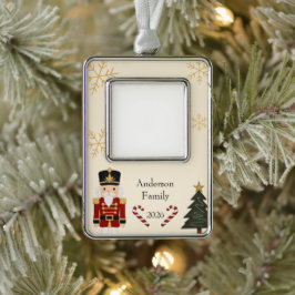 Klassischer Nussknacker Weihnachten Rahmen-Ornament Silber