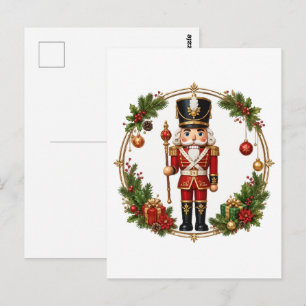 Klassischer Nussknacker-Weihnachtskranz Urlaub Postkarte
