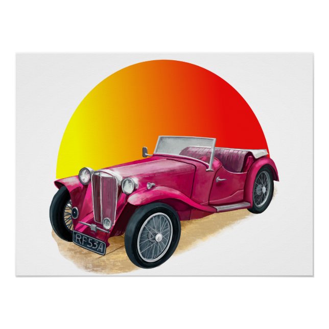 Klassischer Oldtimer in Rot Poster (Vorderseite)