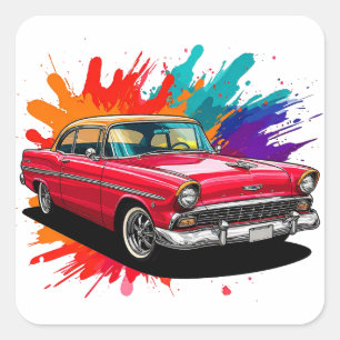 Klassischer Oldtimer Quadratischer Aufkleber