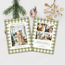 Klassischer Olive Gingham Karo 5 Foto Weihnachten