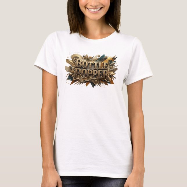 Klassischer Orange BOTTLE POPPER 3D-Textkunst T-Shirt (Vorderseite)