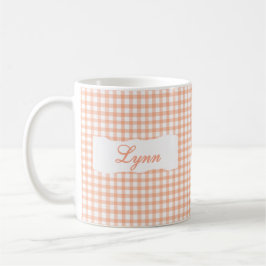 Klassischer orange karierter personalisierter Name Kaffeetasse