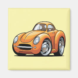 Klassischer orangefarbener Toon-Wagen Magnet