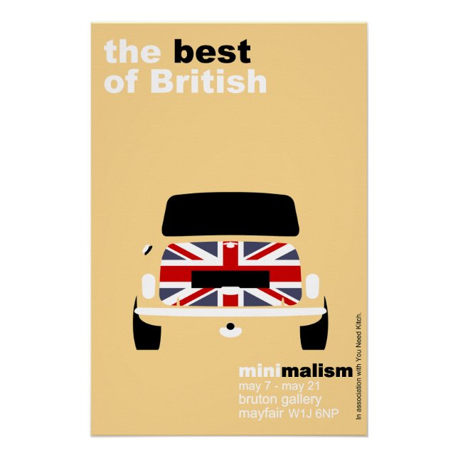Klassischer Original Mini Cooper minimalistischer  Poster (Vorderseite)